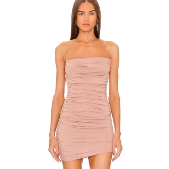 Michael Costello Julianna Ruched Mini Dress in Rose' NWOT Size Small - Picture 1 of 3